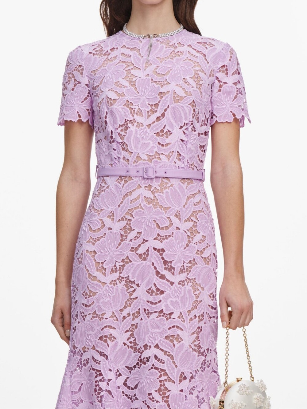 Self Portrait Lilac Lace Midi Dress - Picture 4 of 16